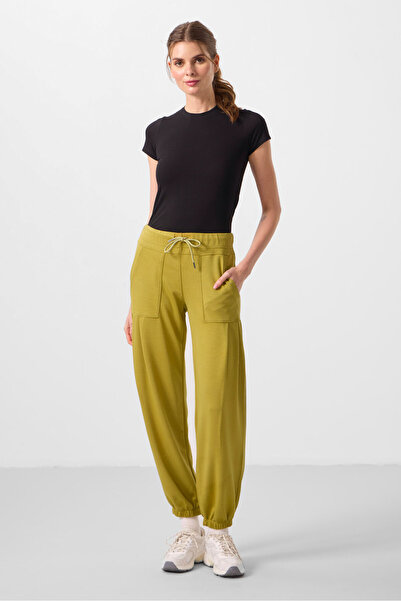 TOMMY LIFE Dark Mustard Soft Textured Women's Comfortable Form Trousers with Pocket Detail - 94672