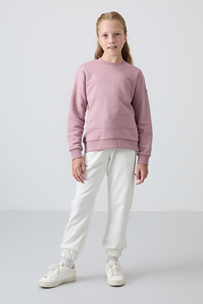 TOMMY LIFE Ekru Pamuklu İçi Tüylü Yumuşak Dokulu Standart Fit Nakışlı Kız Çoc...