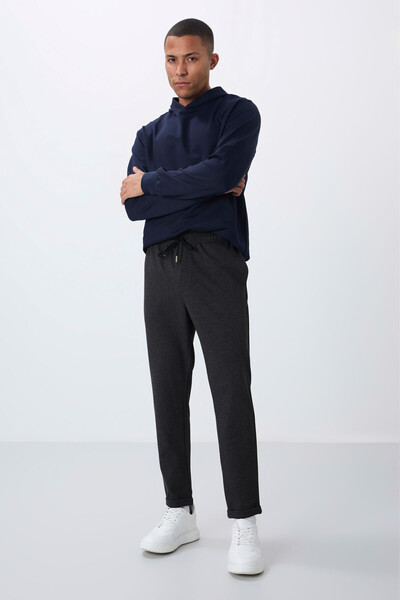 AIR JONES Ανδρικό παντελόνι φόρμας Anthracite Melange Surface Textured Standard Fit - 82154