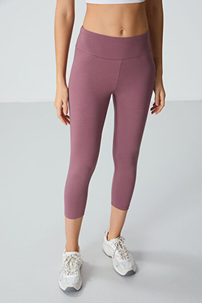 TOMMY LIFE Dried Rose High Waist Slim Fit Skinny Leg Women's Capri Leggings - 93097