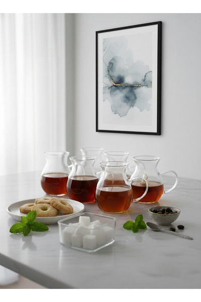 MihRes 6-Piece Keyfi Ala Borosilicate Glass Tea Cup 185 ml