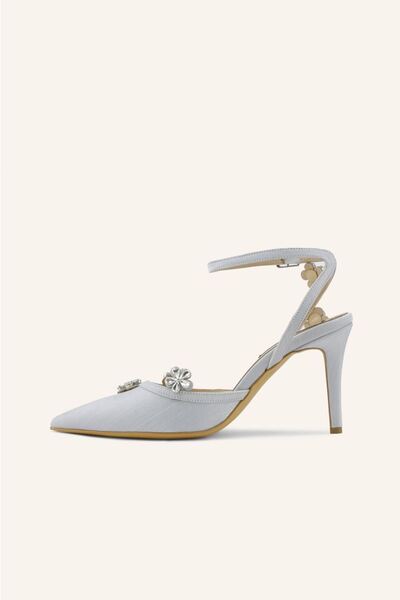 MARCATELLI Gümüş Saten Bloom Stiletto