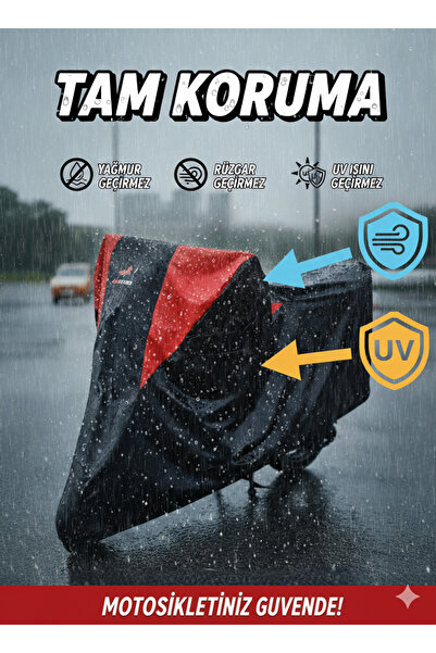 PRORIDER Su Geçirmez XL Beden Premium Motosiklet Brandası UV, Yağmur, Toz Kor...