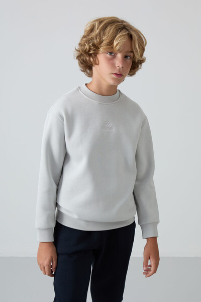 TOMMY LIFE Boy's Embroidered Sweatshirt - Soft Texture, Thick Feather Inside, Stone Cotton Standard Fit - 11232