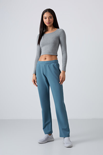 TOMMY LIFE Forest Green High Waist Women's Sweatpants - Comfortable Form with Pockets - 94584