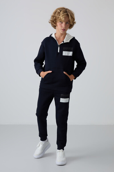 TOMMY LIFE Lacivert Pamuklu Kalın İçi Tüylü Standart Fit Baskılı Erkek Çocuk ...