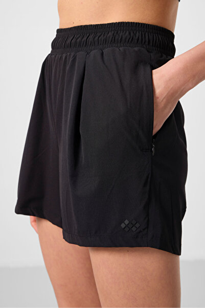 TOMMY LIFE Siyah Gizli Cep Fermuarlı Rahat Form Kadın Şort - 91014