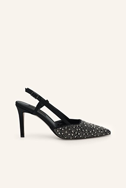 MARCATELLI Siyah Saten Terra Topuklu Ayakkabı