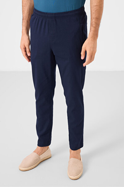 TOMMY LIFE Navy Blue Standard Fit Woven Light Flexible Chino Men's Trousers - 82179