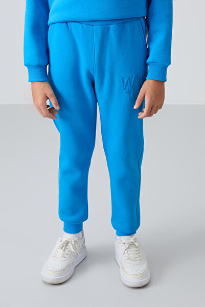 TOMMY LIFE Saks Pamuklu Kalın İçi Tüylü Yumuşak Dokulu Standart Fit Baskılı Erkek Çocuk Eşofman Takım - 11253