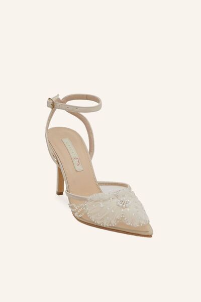 MARCATELLI Şampanya Saten Roza Topuklu Ayakkabı