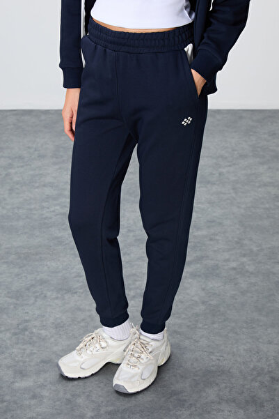 TOMMY LIFE Indigo Compact Cotton Thick Smooth Textured Hooded Oversize Fit Women's Tracksuit Set - 95343