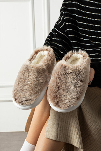 Moda Devrin Brown Plush Eva Sole Slippers