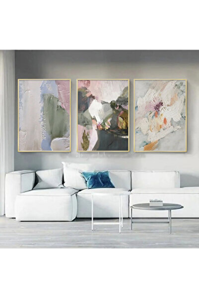 KOLAJTASARIM Sanatsal Doku Oyunları: Pastel Ve Doku Üçlü Metal Çerçeveli Tabl...