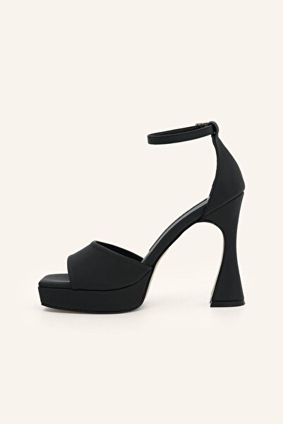 MARCATELLI Siyah Saten Stefano Platform Topuklu Sandalet
