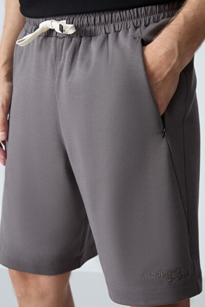 AIR JONES Dark Gray Cotton Thick Soft Textured Standard Fit Basic Men's Shorts - 81276