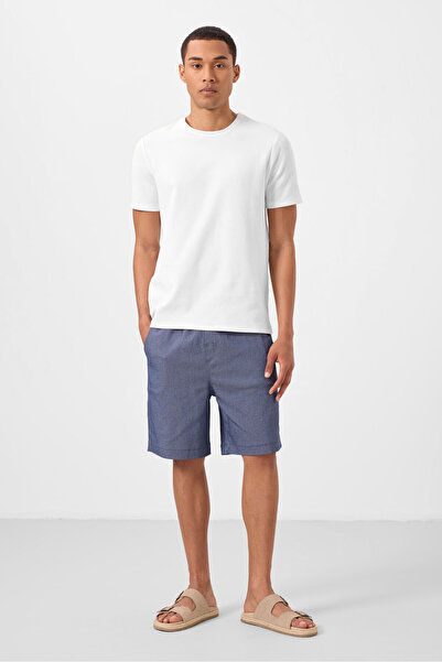 TOMMY LIFE Ανδρικό σορτς Chino τζιν Navy Blue Standard Fit υφαντό ελαφρώς ελα...