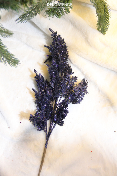 Dekorsende زينة رأس السنة غصن الصنوبر اللامع أزرق كحلي 60 سم