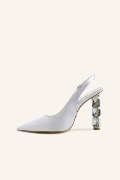 MARCATELLI White Satin Icon Heeled Bridal Shoes