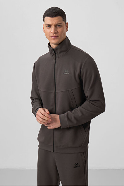 TOMMY LIFE Ανδρική αθλητική φόρμα με σκούρα γκρι επιφάνεια με υφή άνετη φόρμα - 85273