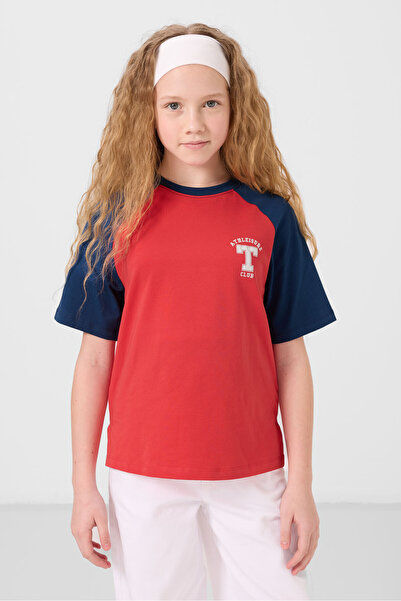 TOMMY LIFE Tricou pentru fetiță, cu decolteu O, din bumbac, cu imprimeu supra...