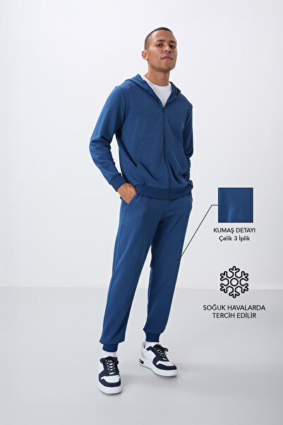 TOMMY LIFE Parliament Compact Cotton Thick Smooth Textured Hooded Comfort Fit Men's Tracksuit Set - 85262