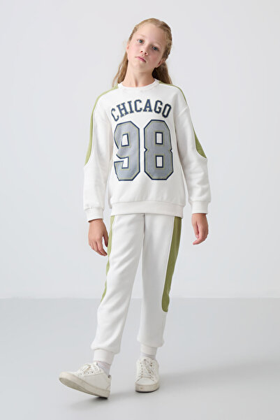 TOMMY LIFE Ekru Pamuklu İçi Tüylü Yumuşak Dokulu Standart Fit Baskılı Kız Çoc...