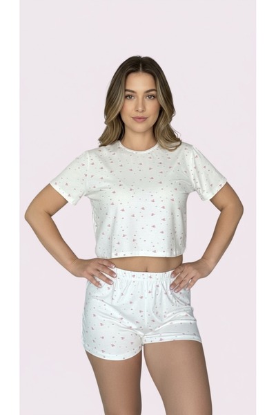 Merlot T-Shirt Shorts Knitted Pajama Set