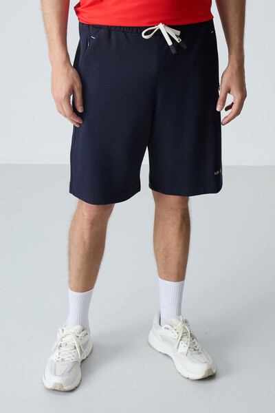 AIR JONES Thick Soft Cotton Navy Blue Men's Shorts - Standard Fit 81276