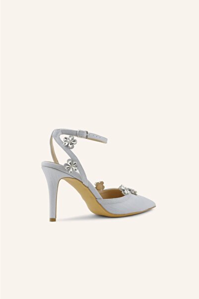 MARCATELLI Gümüş Saten Bloom Stiletto