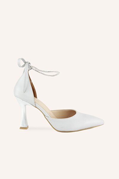 MARCATELLI Gümüş Saten Elisya Topuklu Ayakkabı