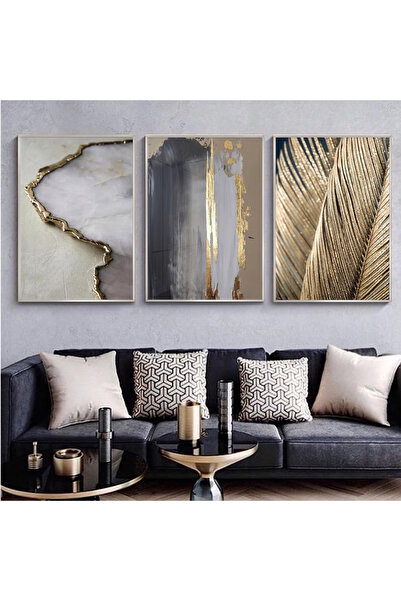 KOLAJTASARIM Modern Elegans: Altın Dokunuşlu Mermer Ve Soyut Desenler Metal Ç...