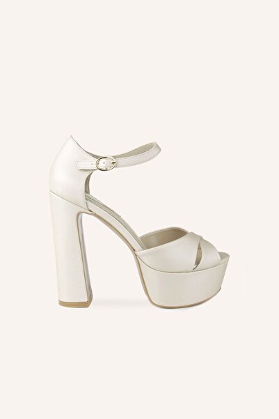 MARCATELLI Şampanya Saten Le Marais Platform Topuklu Sandalet