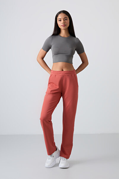 TOMMY LIFE Tile High Waist Pocketed Comfortable Form Classic Leg Women's Sweatpants - 94584