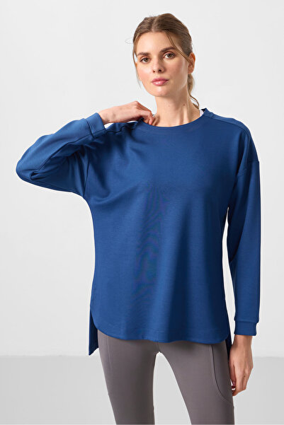 TOMMY LIFE Parlament Soft Textured O Neck Comfortable Form Women's Tunic Sweatshirt - 97305