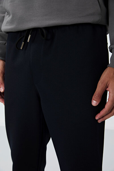 AIR JONES Ανδρικό παντελόνι φόρμας Navy Blue Surface Textured Standard Fit - 82154