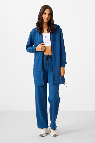 TOMMY LIFE Parliament Stand Collar Zippered Cotton Women's Tracksuit Tunic Suit - 95346