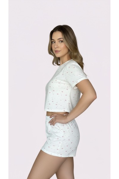 Merlot T-Shirt Shorts Knitted Pajama Set