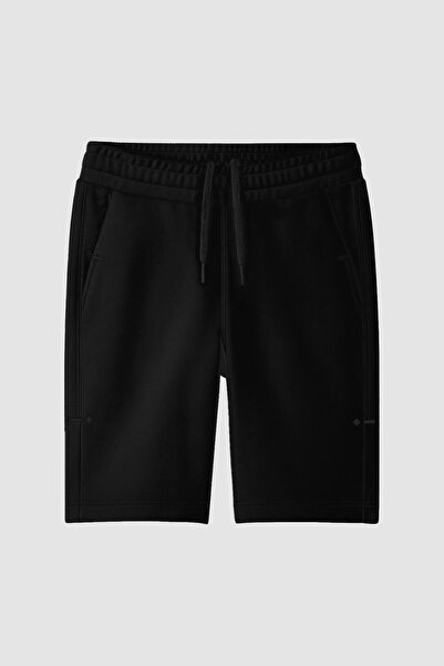 TOMMY LIFE Siyah Rahat Form Bağcıklı Cep Detaylı Battal Büyük Beden Erkek Şort - 81297