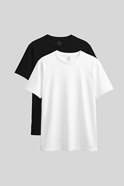TOMMY LIFE Standard Fit Basic O Neck 2-Pack Black-White Women's T-Shirt - 97311