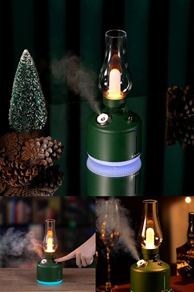 Mi7a Hava Nemlendirici Buhar Makinası Led Işıklı Aroma Difüzörü Vintage Lamba Model 280ml
