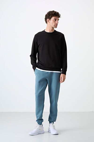 TOMMY LIFE Standard Fit Basic O Neck 2 Pack Black Men's Sweatshirt - 88053