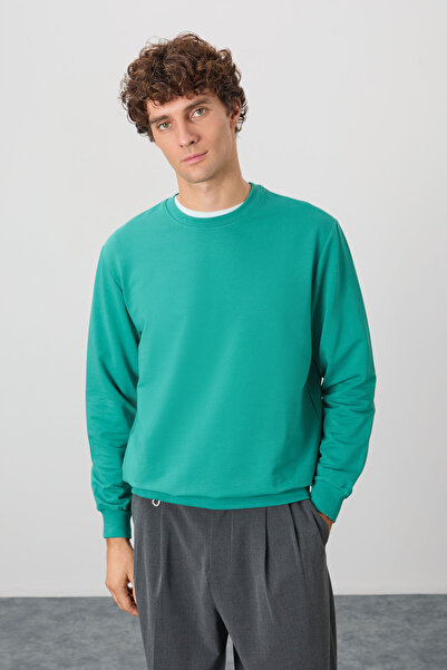 AIR JONES Standard Fit Basic O Neck 3 Pack Black-Navy Blue-Seagrime Men's Sweatshirt - 88363