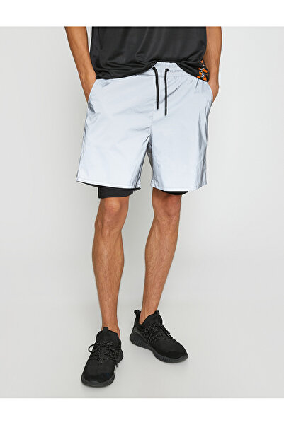 Koton Basic Taytlı Şort Reflektör Kumaş Çift Katlı Beli Bağcıklı