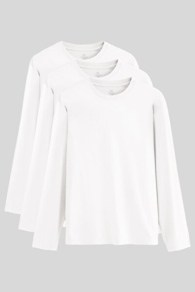 TOMMY LIFE Standart Fit Basic O Yaka 3lü Paket Beyaz Erkek T-Shirt 87997