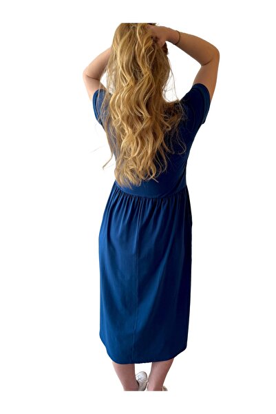 Merlot Cep Detaylı V Yaka Elbise