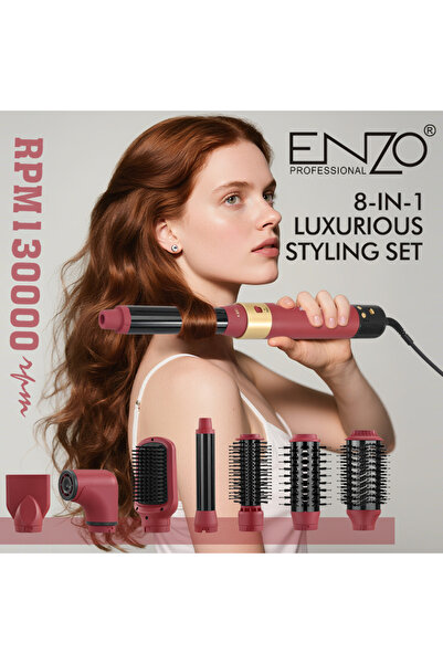 Enzo Professional 8-in-1 Hair Styling Set (1500W, 13000 RPM, Luxury Case)