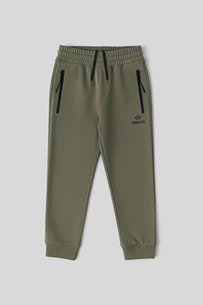 TOMMY LIFE Χακί Φούτερ με φερμουάρ Standard Fit Slim για αγόρια - 64042