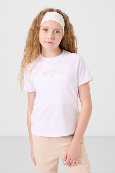 TOMMY LIFE Λευκό-μπεζ O λαιμό εμπριμέ λαστιχένιο πόδι Cargo Pocket Girl's Tracksuit Suit - 75173