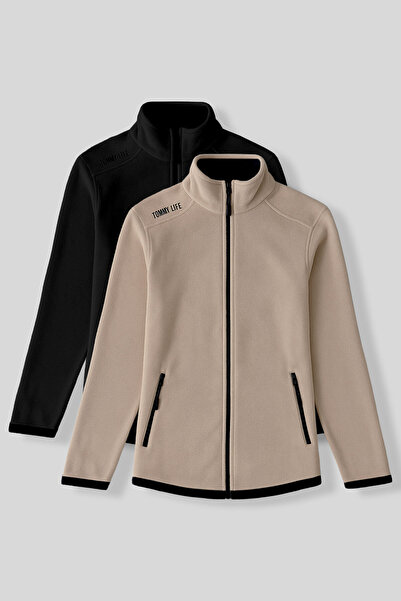 TOMMY LIFE Зручна форма, прямий комір, 2-пакет, чорний-темно-бежевий жіночий ...